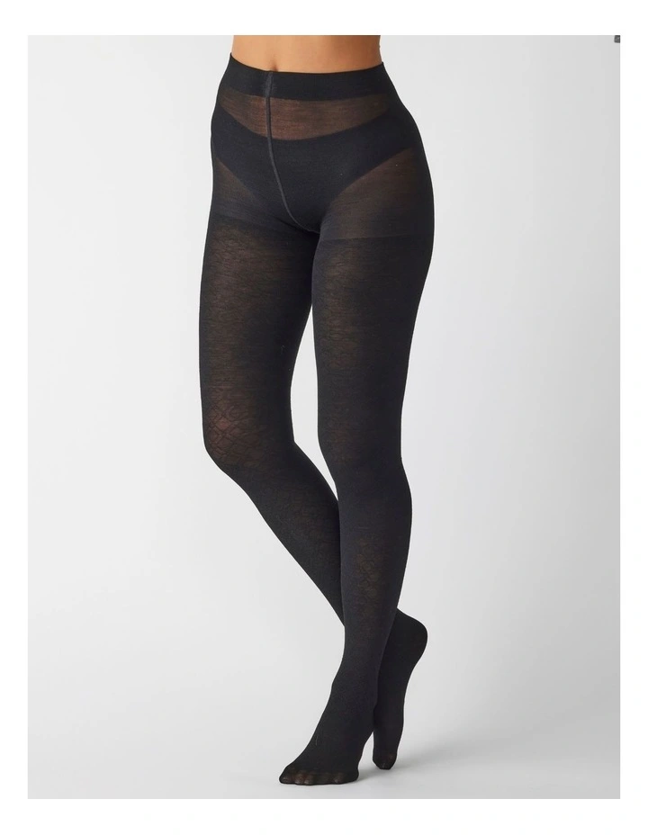 Superfine Merino Wool Tights Honeycomb 1 Pack in Black image 4