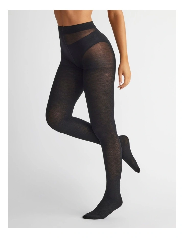 Superfine Merino Wool Tights Honeycomb 1 Pack in Black image 5