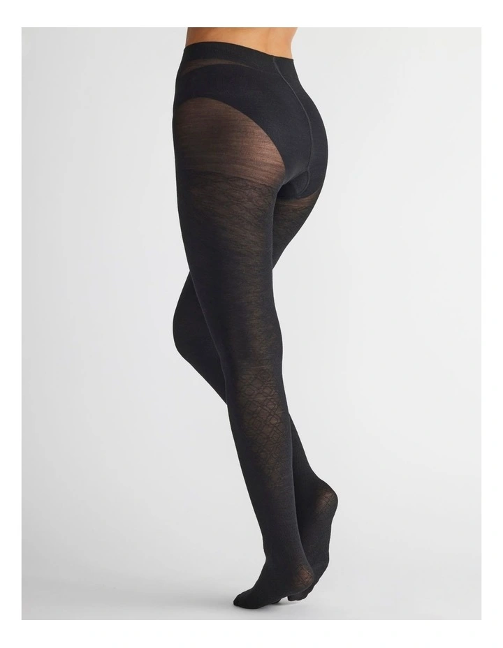 Superfine Merino Wool Tights Honeycomb 1 Pack in Black image 6