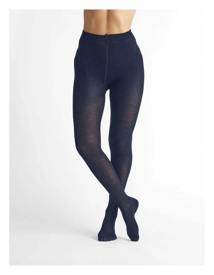 Merino Wool Blend Tights 1 Pack in Navy image 1