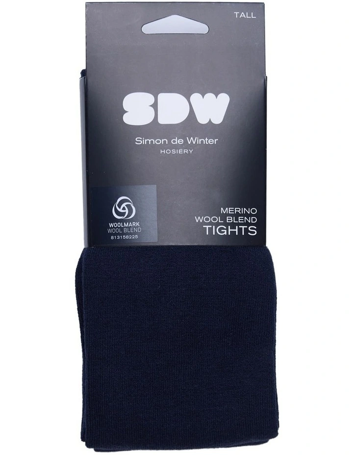 Merino Wool Blend Tights 1 Pack in Navy image 2