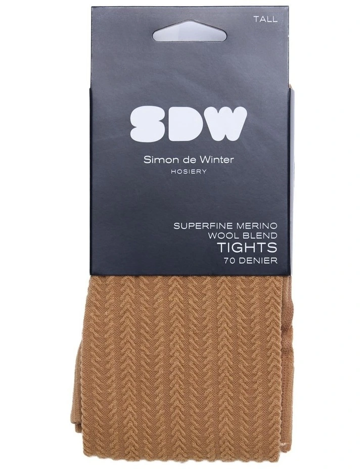 Superfine Merino Wool Tights in Geometric Ecru 1 Pack image 2