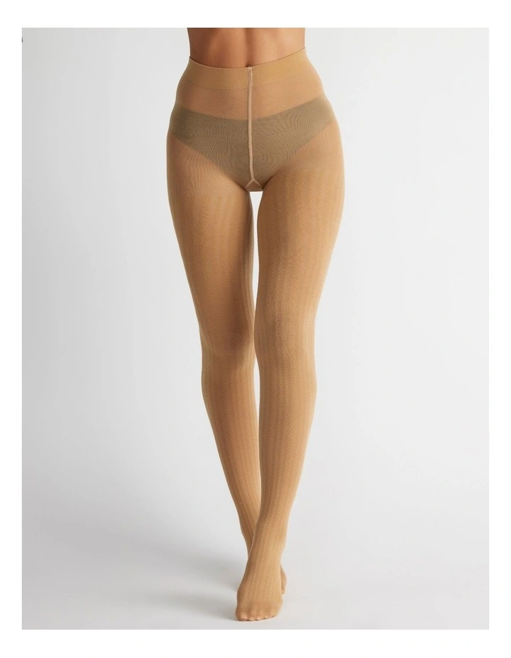 Superfine Merino Wool Tights in Geometric Ecru 1 Pack image 4