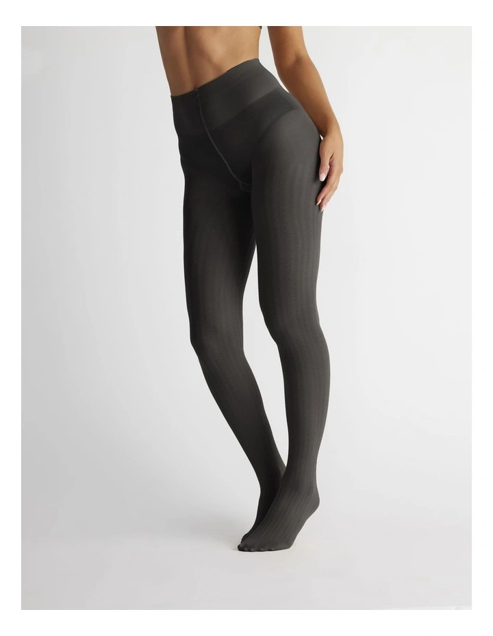 Superfine Merino Wool Tights in Geometric Khaki 1 Pack image 1