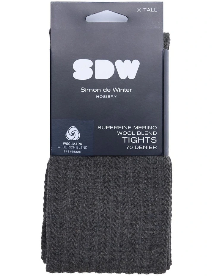 Superfine Merino Wool Tights in Geometric Khaki 1 Pack image 2