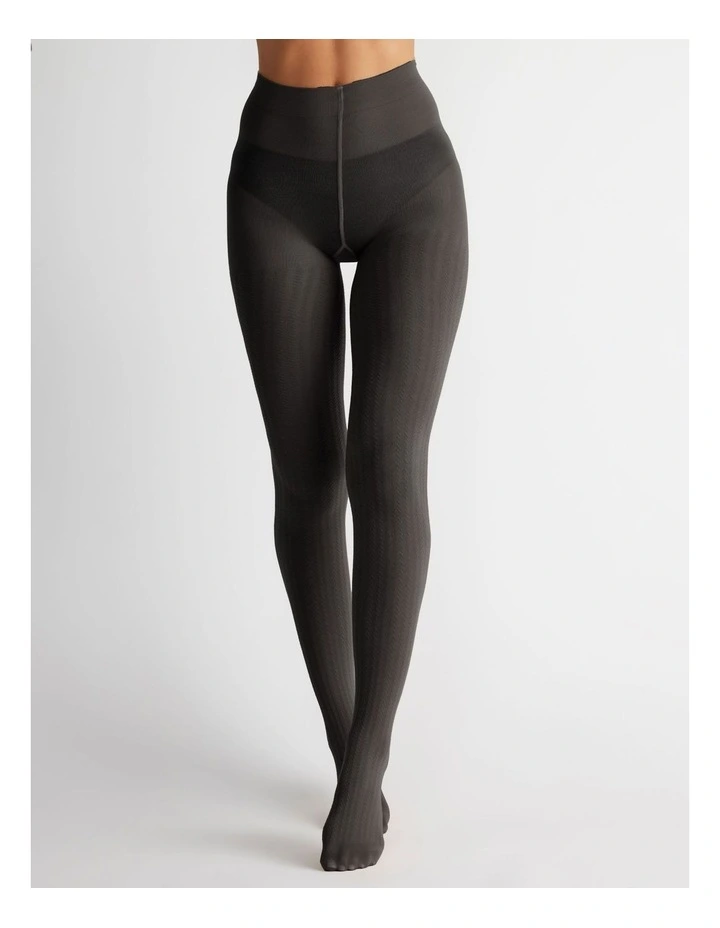 Superfine Merino Wool Tights in Geometric Khaki 1 Pack image 3