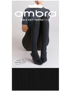 Cable Knit Merino Tight in Black