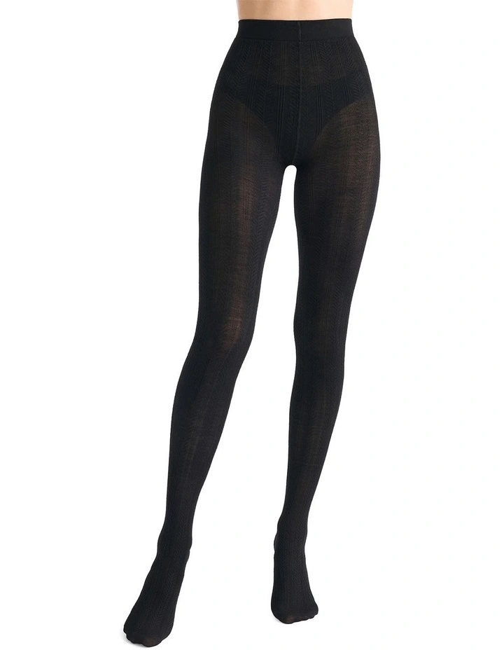 Cable Knit Merino Tight in Black image 2