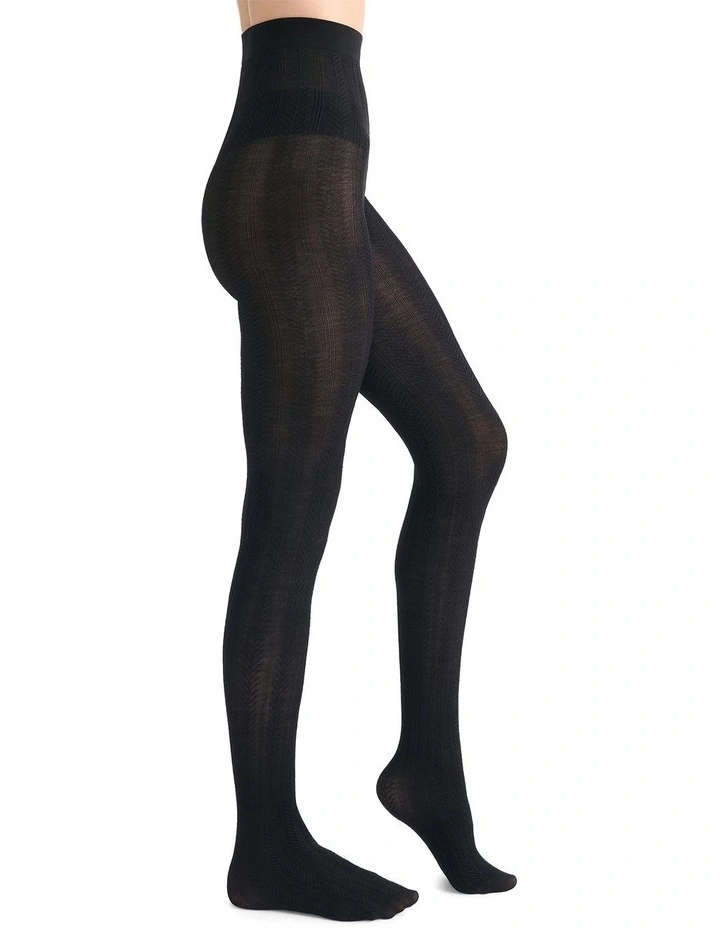 Cable Knit Merino Tight in Black image 4