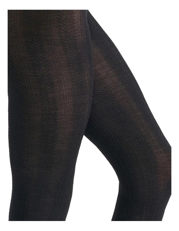 Cable Knit Merino Tight in Black image 5