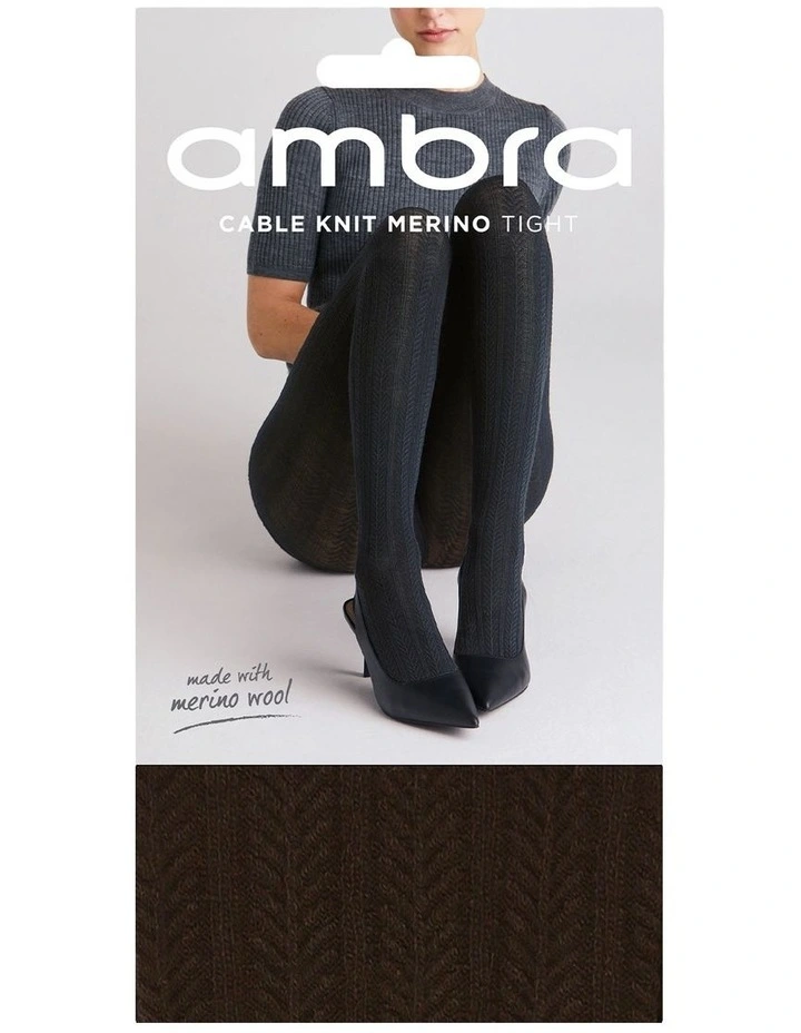 Cable Knit Merino Tight in Chocolate image 1
