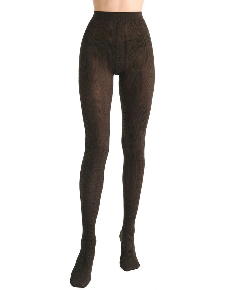 Cable Knit Merino Tight in Chocolate image 2