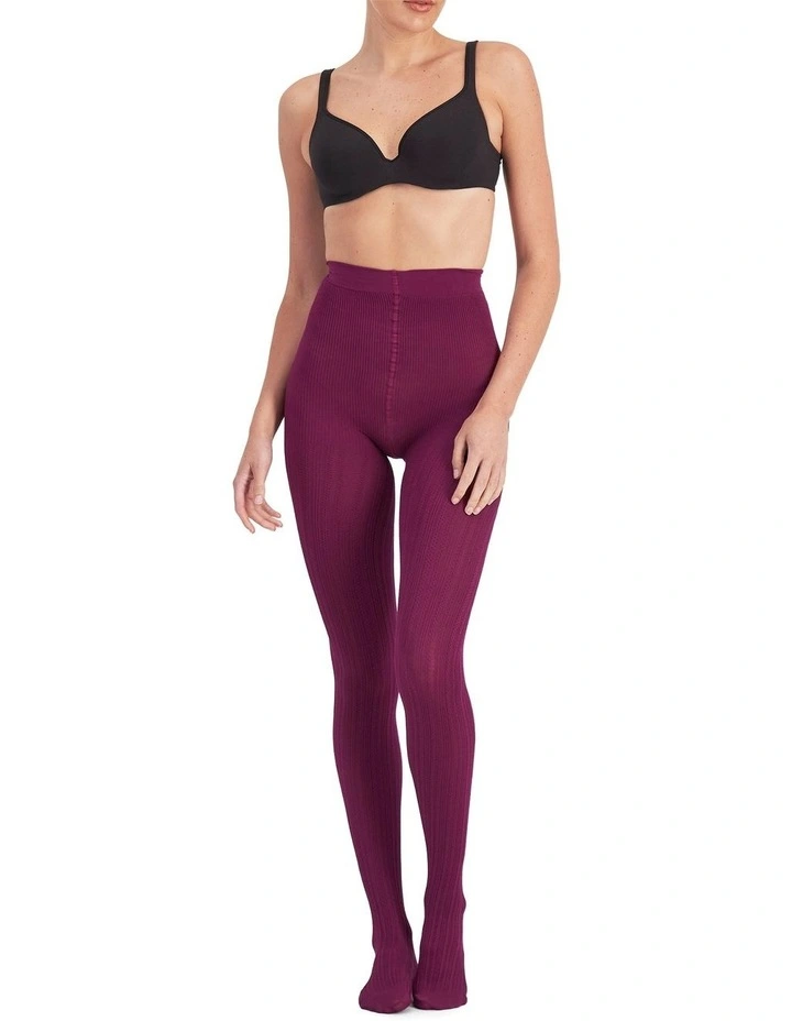 Cable Tights in Plum Liqueur image 1