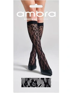 Blossom Net Knee High in Black