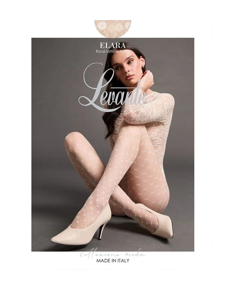 Elara Floral Lattice Tight in Natural/White image 1
