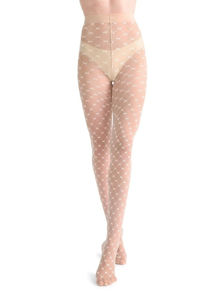 Elara Floral Lattice Tight in Natural/White image 2