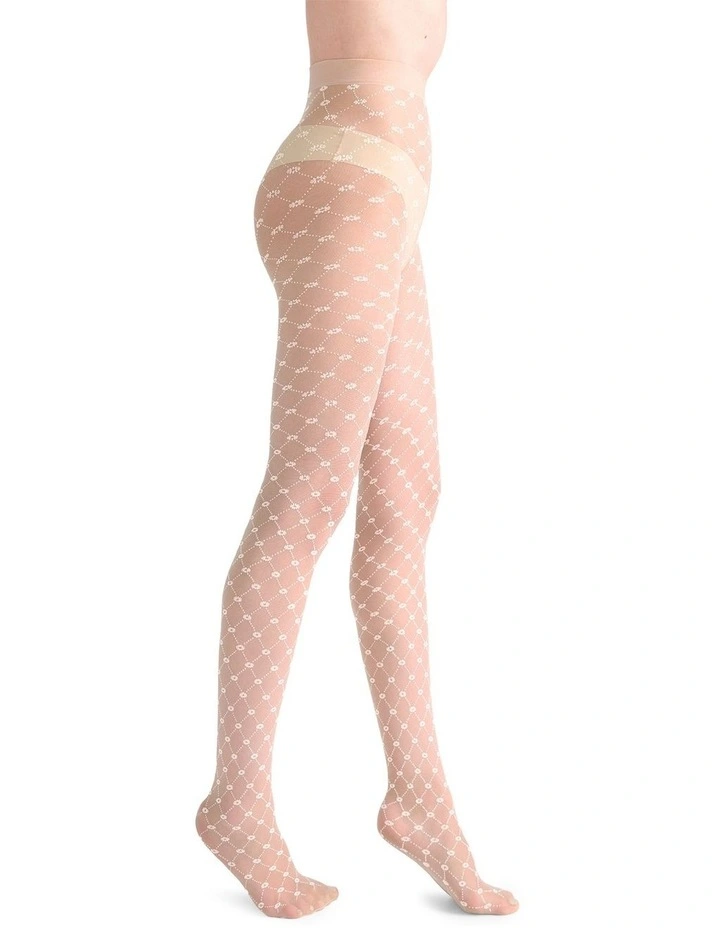 Elara Floral Lattice Tight in Natural/White image 4