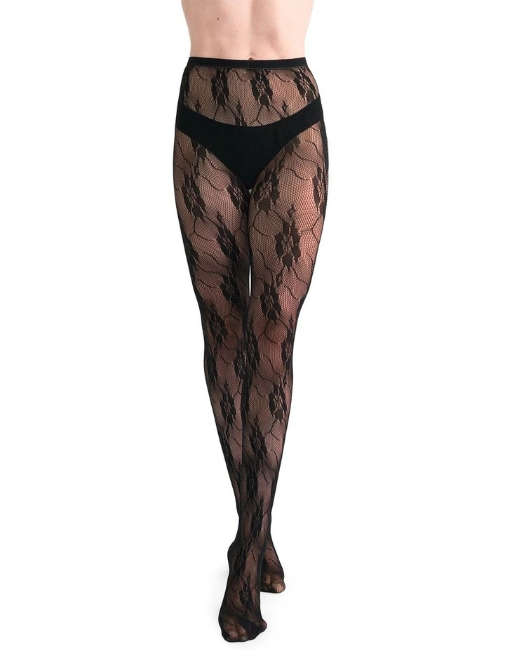 Isotta Floral Net Tight in Black image 2