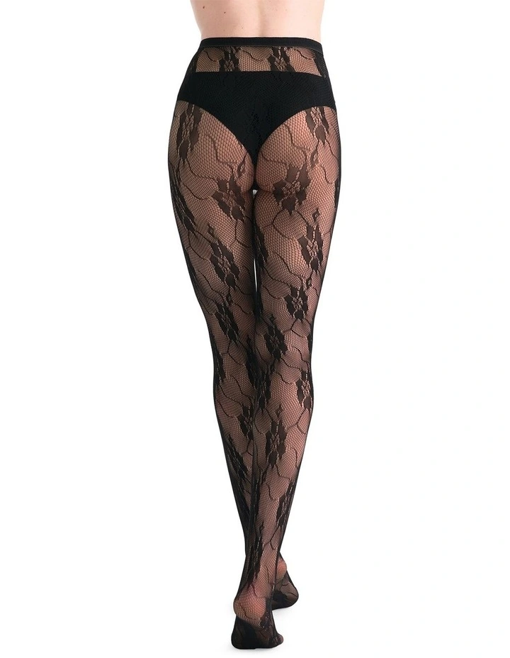 Isotta Floral Net Tight in Black image 3