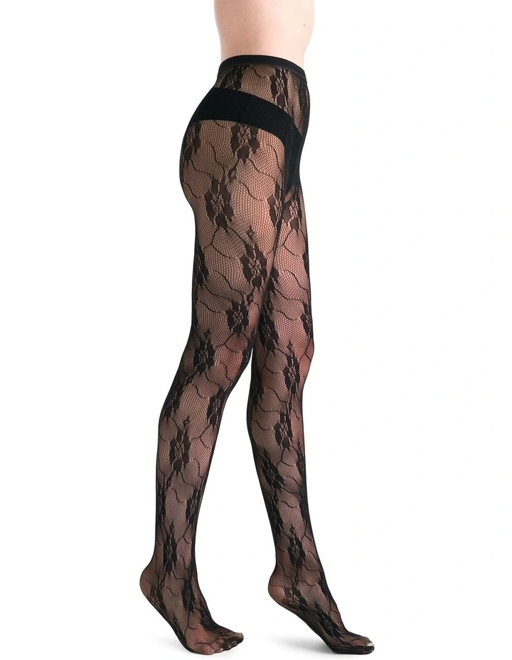 Isotta Floral Net Tight in Black image 4