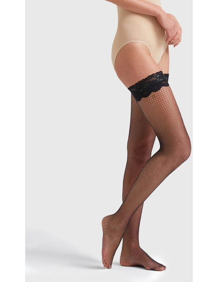 Fishnet Stay Up Extra Tall Hosiery in Black image 3