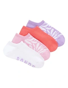 Womens Pattern No Show Socks 4 Pack in Pack 38