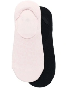 2 Pack Bamboo Textured Liner Socks in Pink/Black