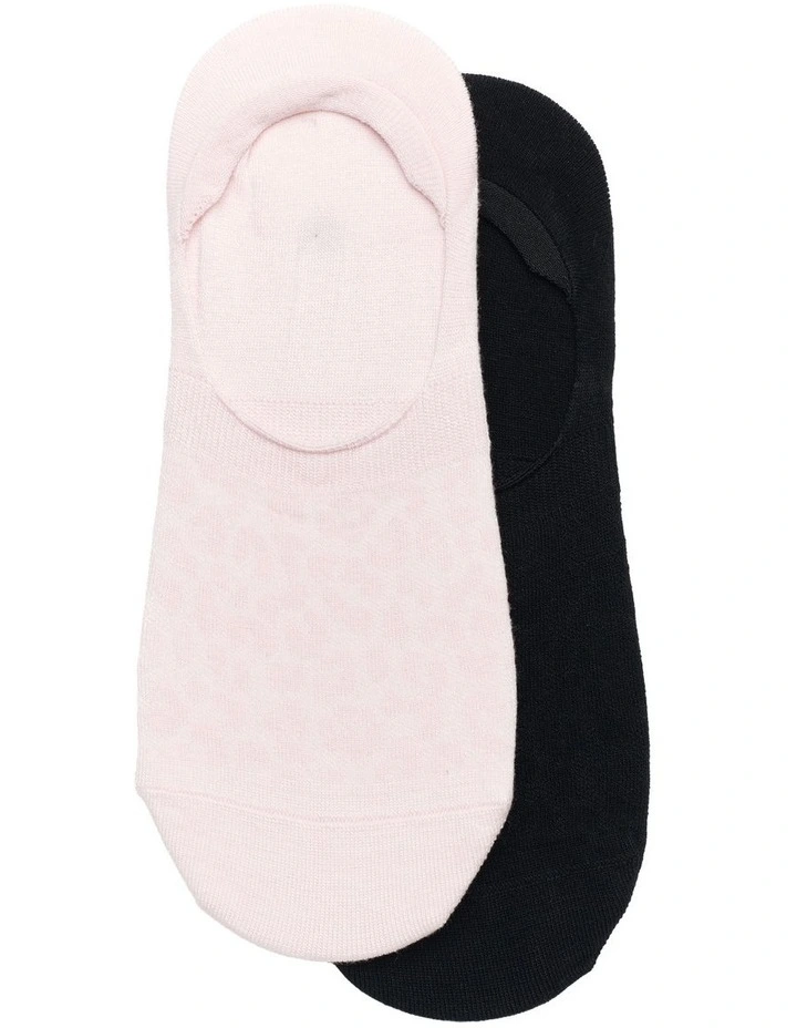 2 Pack Bamboo Textured Liner Socks in Pink/Black image 1