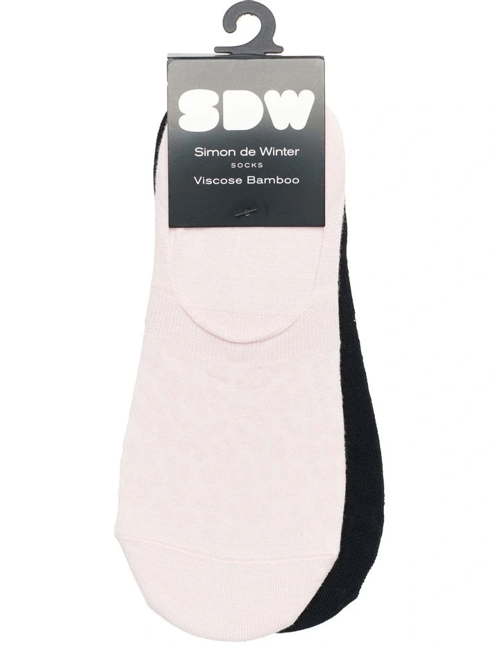 2 Pack Bamboo Textured Liner Socks in Pink/Black image 2