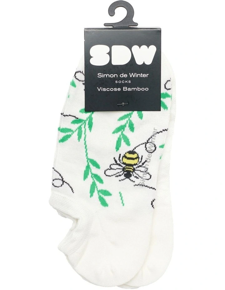 2 Pack Bamboo Patterned Low Cut Socks in Ivory image 2