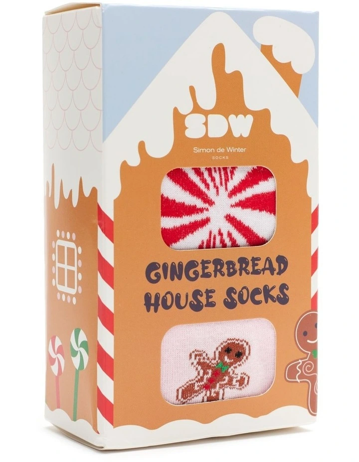 3 Pack Gift Gingerbread House Crew Socks in Assorted image 2