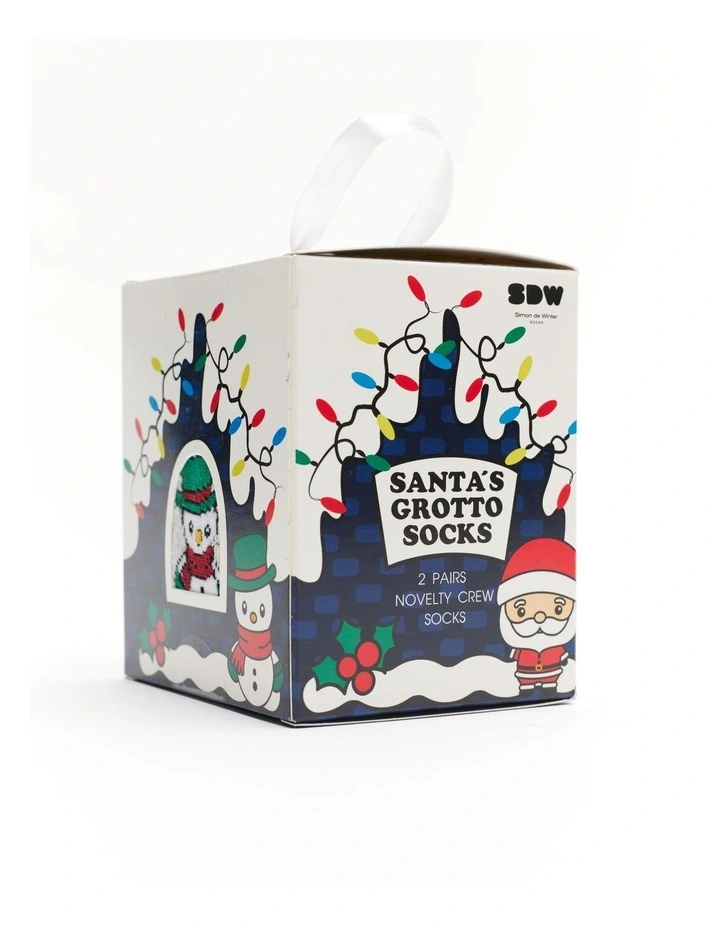 2 Pack Gift Box Santas Grotto Crew Socks in Assorted image 2