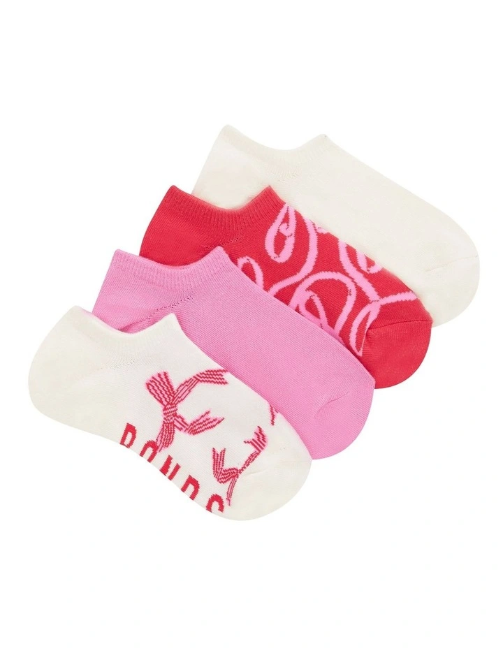 Pattern No Show Socks 4 Pack in Pink image 1