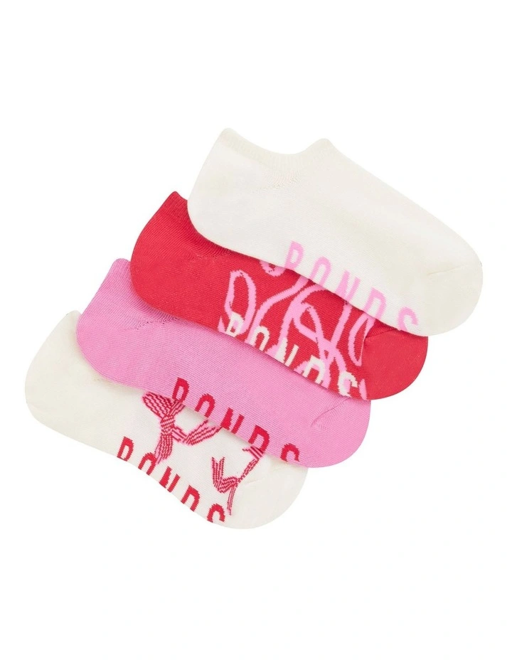 Pattern No Show Socks 4 Pack in Pink image 2