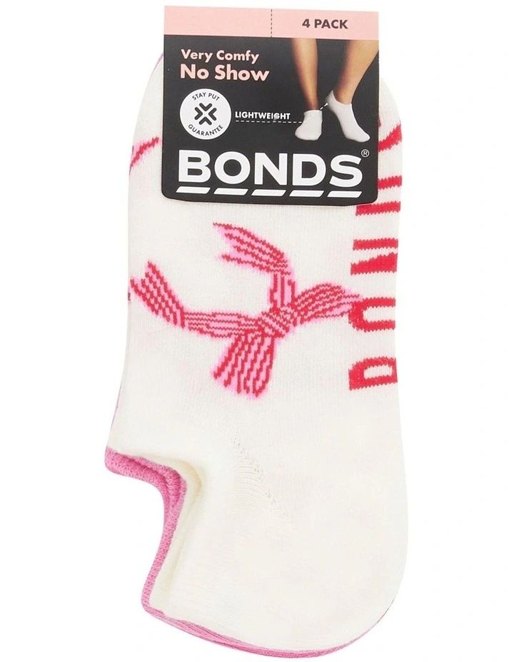 Pattern No Show Socks 4 Pack in Pink image 3