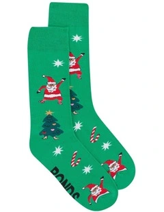 Christmas Pattern Crew Socks Pack Of 1 in Green