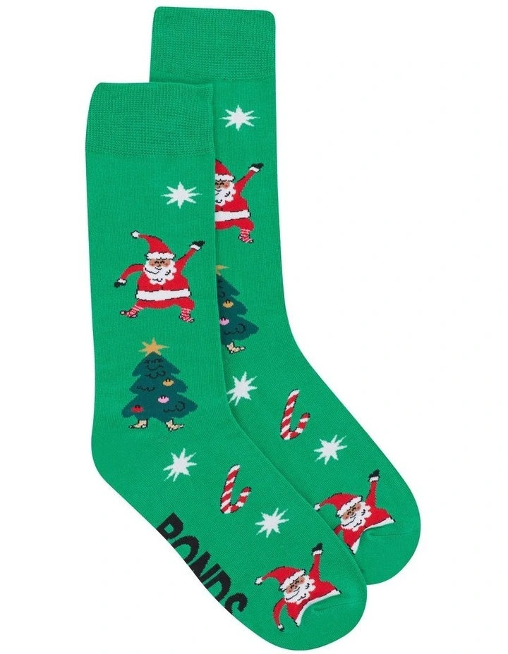 Christmas Pattern Crew Socks Pack Of 1 in Green image 1