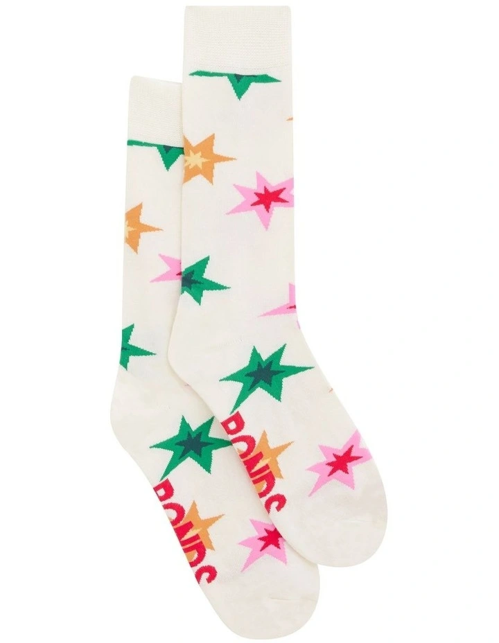 Christmas Pattern Crew Socks Pack Of 1 in Cream image 3