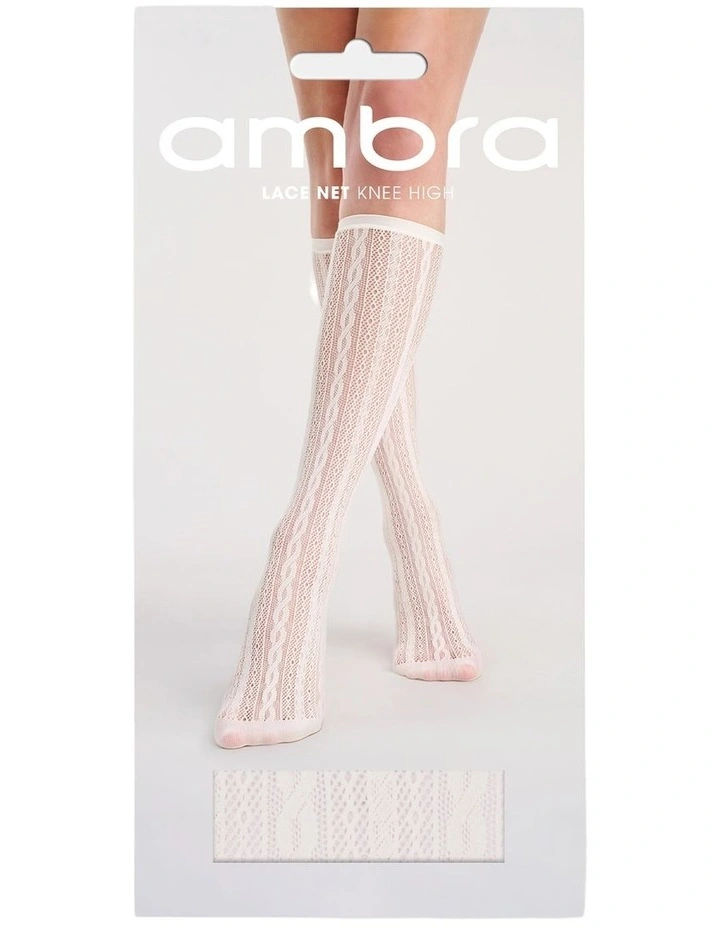 Lace Net Knee High Sock in Buttercream image 1