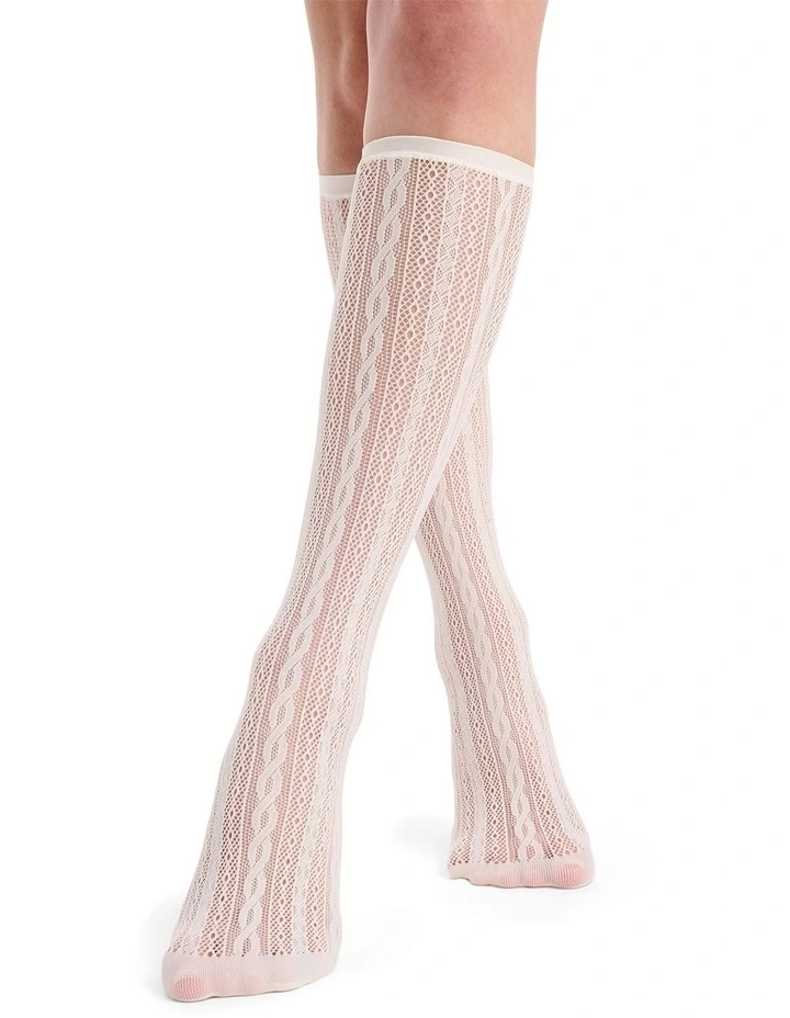 Lace Net Knee High Sock in Buttercream image 2