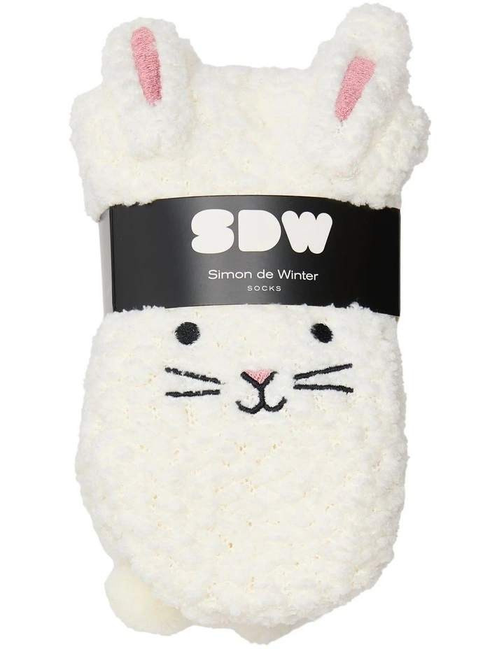 Sherpa Lined Bunny Home Socks 1 Pack in Cream image 2