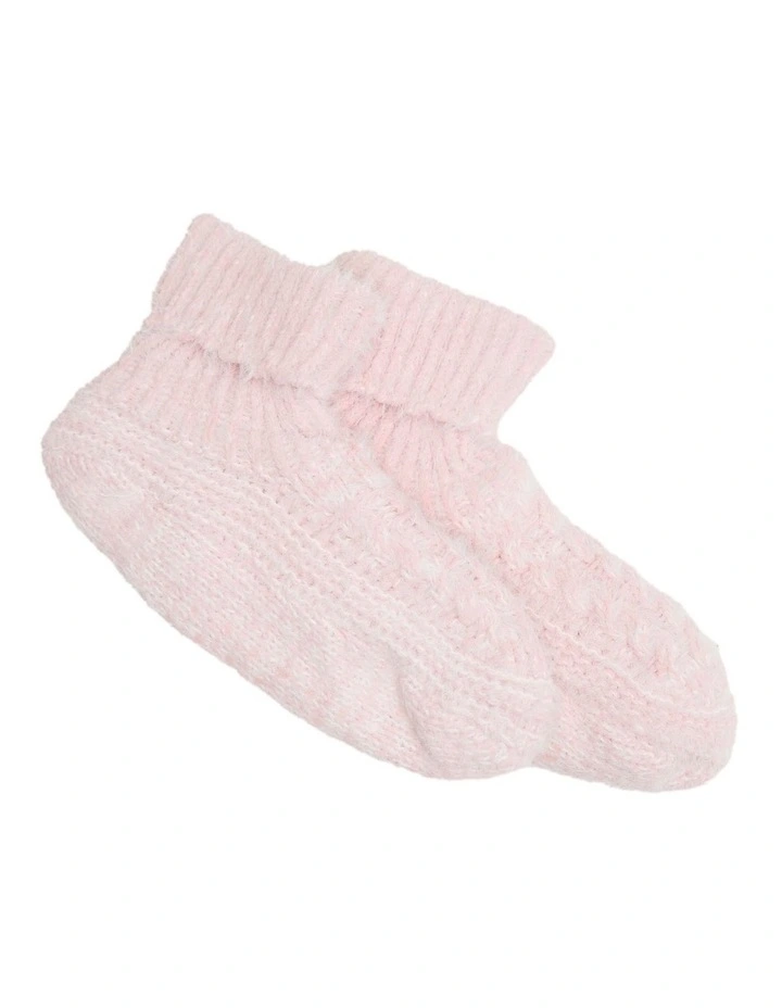 Textured Knit Cable Home Socks 1 Pack in Dusty Blush image 1