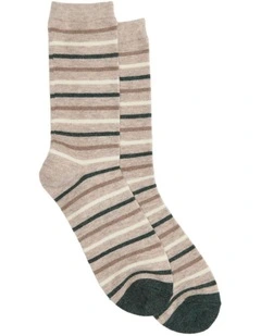 Stripe Wool Crew Socks 1 Pack in Sand Marle
