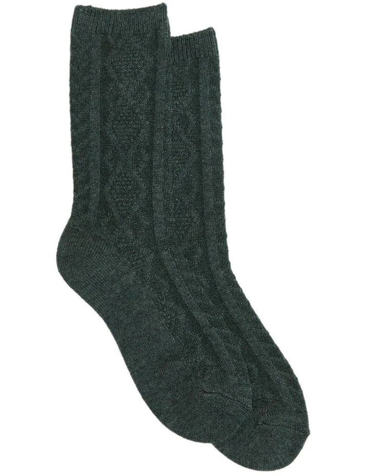 Textured Diamonds Wool Crew Socks 1 Pack in Pacific Marle image 1