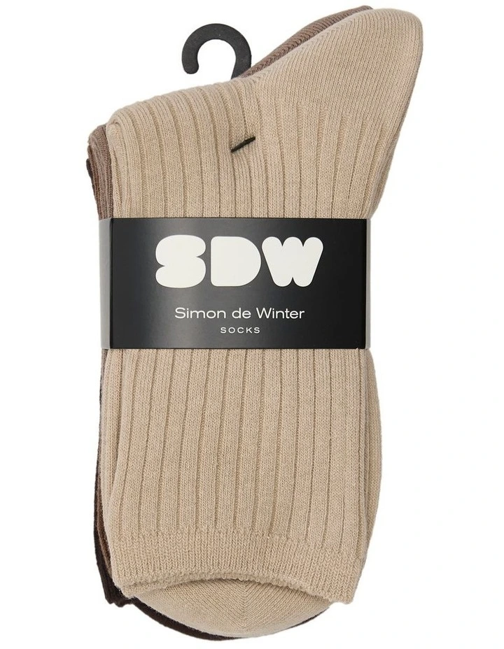 Rib 3 Quarter Crew Socks 5 Pack in Multi image 2