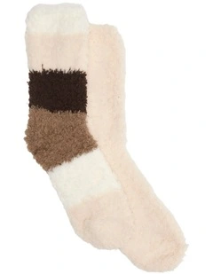 Fluffy Yarn Stripe Socks 2 Pack in Multi