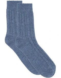 Angelina Cable Crew Sock in Riverstone