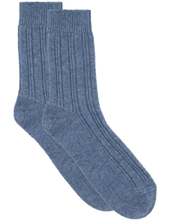 Angelina Cable Crew Sock in Riverstone image 1