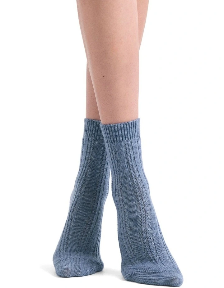 Angelina Cable Crew Sock in Riverstone image 3