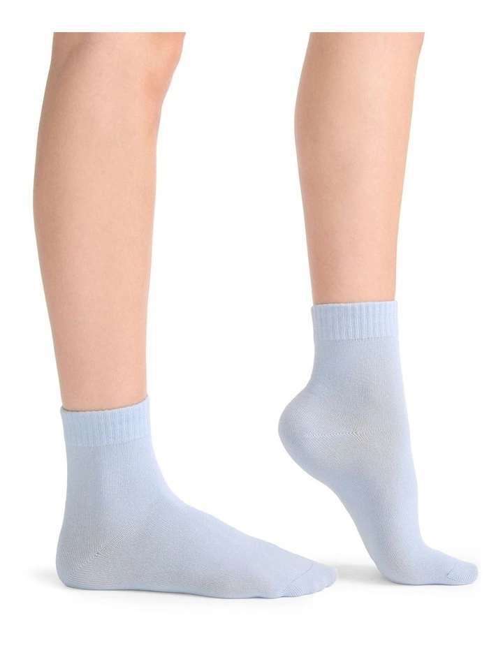 Organic Cotton Blend Rib Top Crew Sock 2 Pack in Grey Marle and Seaspray image 6